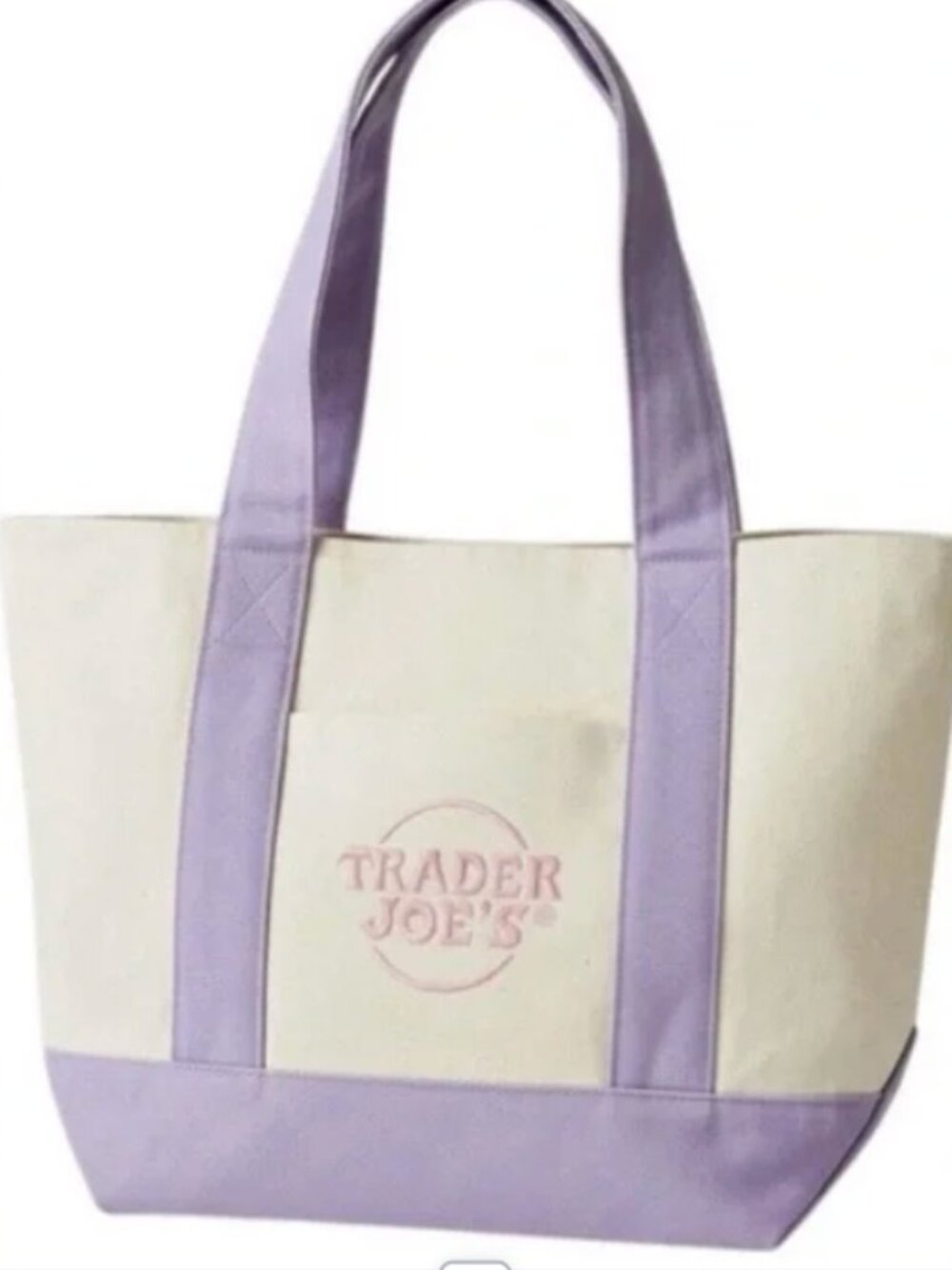 NWT Trader Joe's Large Lavender Canvas Tote